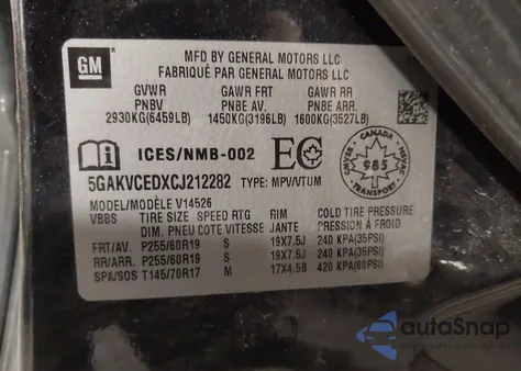 2012 Buick Enclave Leather из США, поврежденный, VIN 5GAKVCEDXCJ212282